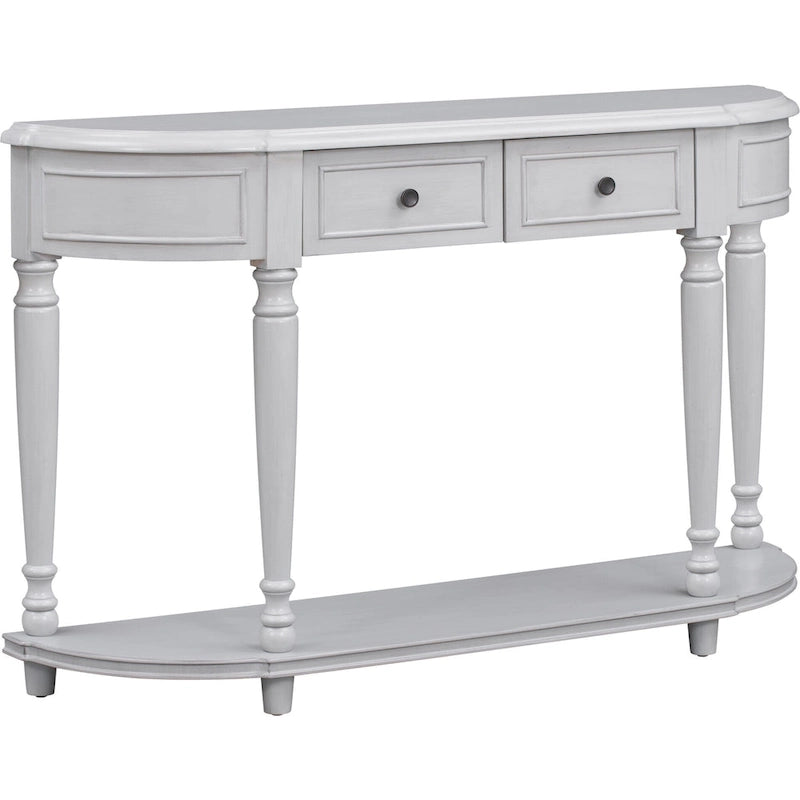 Retro Circular Curved Design Console Table with Open Style Shelf