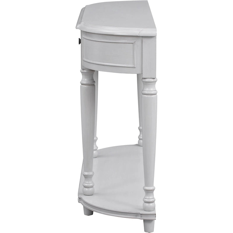 Retro Circular Curved Design Console Table with Open Style Shelf