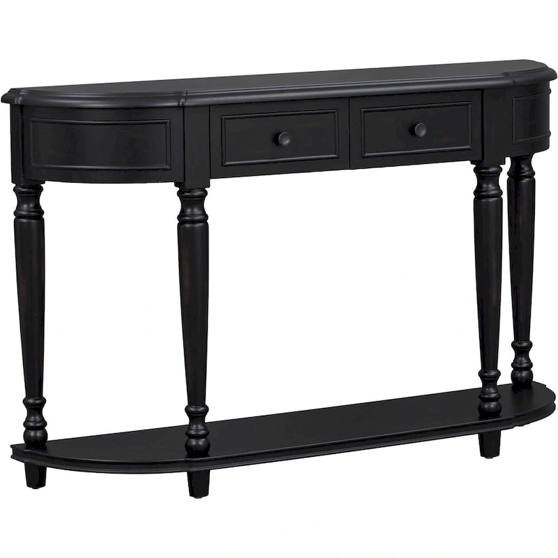Retro Circular Curved Design Console Table with Open Style Shelf