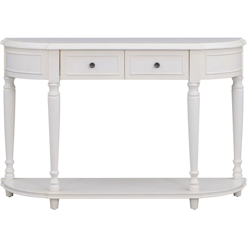 Retro Circular Curved Design Console Table with Open Style Shelf