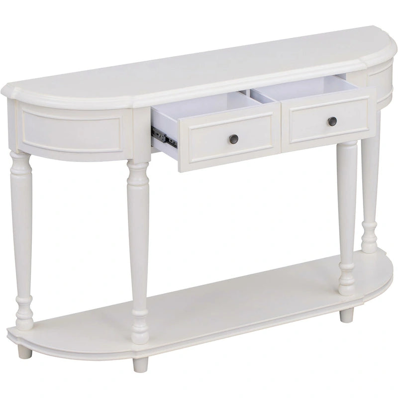 Retro Circular Curved Design Console Table with Open Style Shelf