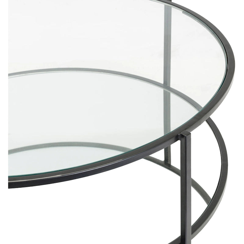 Alecsis Glass Round Coffee Table - 14H x 36W x 36D