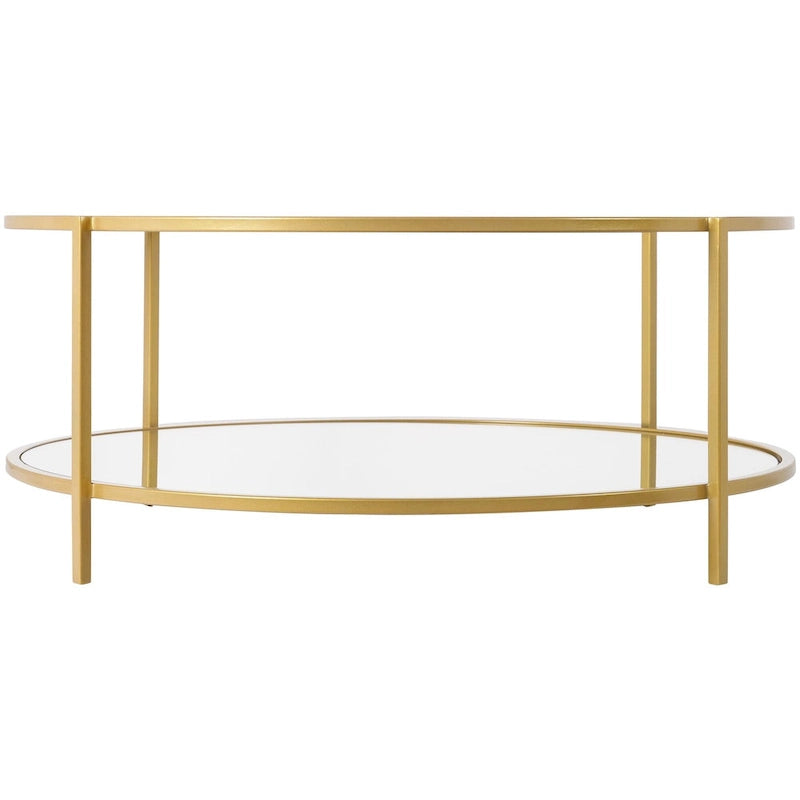 Alecsis Glass Round Coffee Table - 14H x 36W x 36D