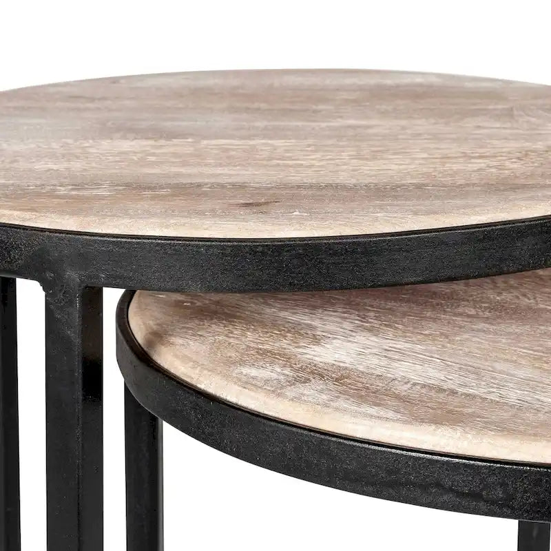 Natural Wood And Iron Nesting Accent Tables (Set of 2) by East at Main