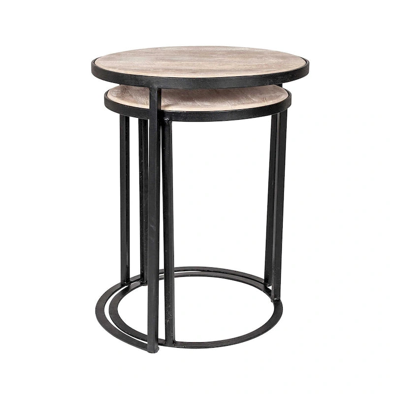 Natural Wood And Iron Nesting Accent Tables (Set of 2) by East at Main