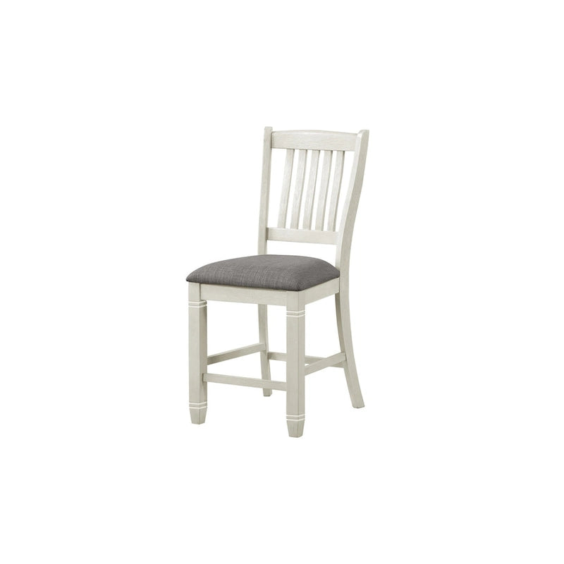 Moreen White Gray Fabric Storage Counter Height Set
