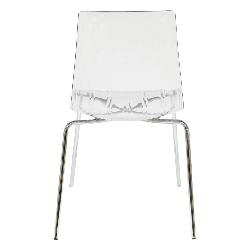 Ralph Acrylic Plastic Dining Chair (Set of 2) Chrome Metal Legs Modern Transparent Accent Side Chair for Dining Room & Kitchen