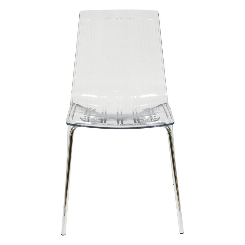 Ralph Acrylic Plastic Dining Chair (Set of 2) Chrome Metal Legs Modern Transparent Accent Side Chair for Dining Room & Kitchen
