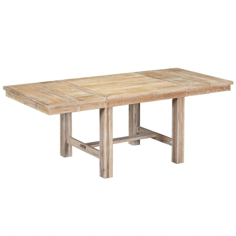6-Piece Dining Kitchen Table Set, Extendable Wood Dining Table, 4 Upholstered Dining Chairs and Bench, Two 11 Removable Leaf