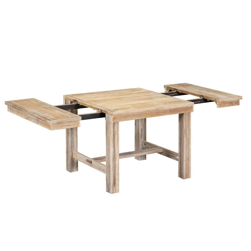 6-Piece Dining Kitchen Table Set, Extendable Wood Dining Table, 4 Upholstered Dining Chairs and Bench, Two 11 Removable Leaf