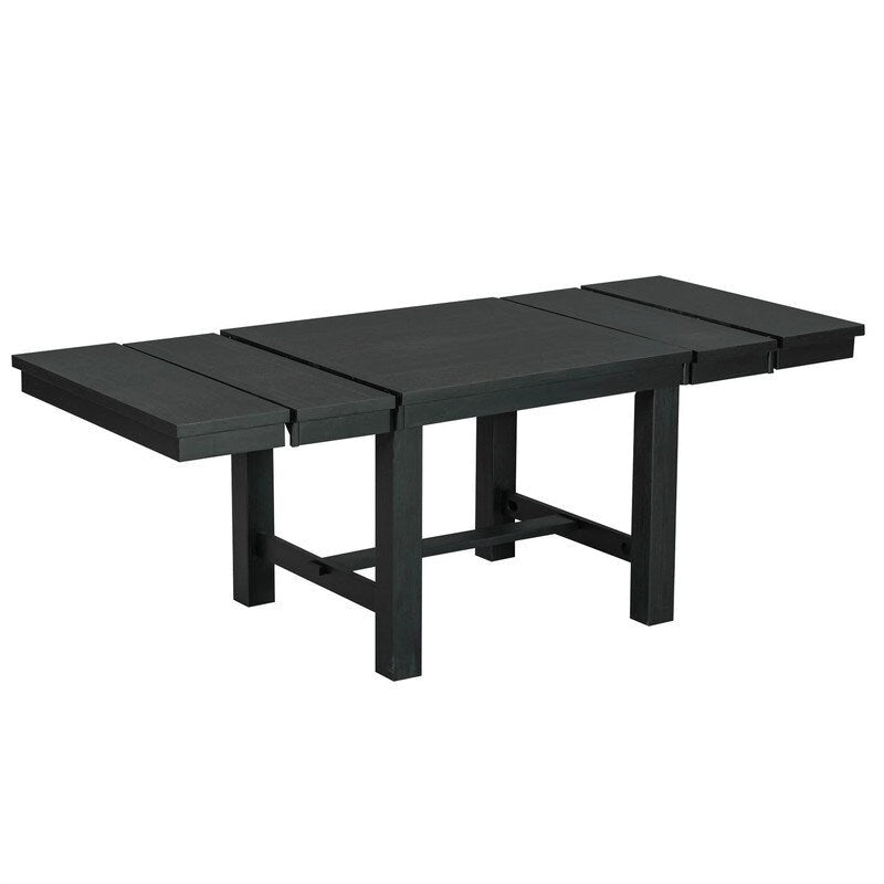 6-Piece Dining Kitchen Table Set, Extendable Wood Dining Table, 4 Upholstered Dining Chairs and Bench, Two 11 Removable Leaf