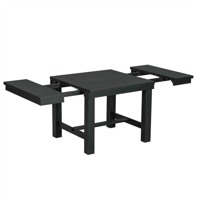 6-Piece Dining Kitchen Table Set, Extendable Wood Dining Table, 4 Upholstered Dining Chairs and Bench, Two 11 Removable Leaf