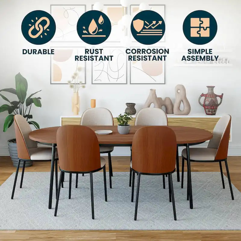 LeisureMod Tule Dining Side Chair with Upholstered Seat and Back