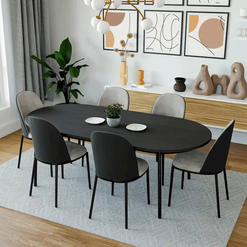 LeisureMod Tule Dining Side Chair with Upholstered Seat and Back