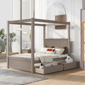 Full Size Wood Canopy Bed with two Drawers