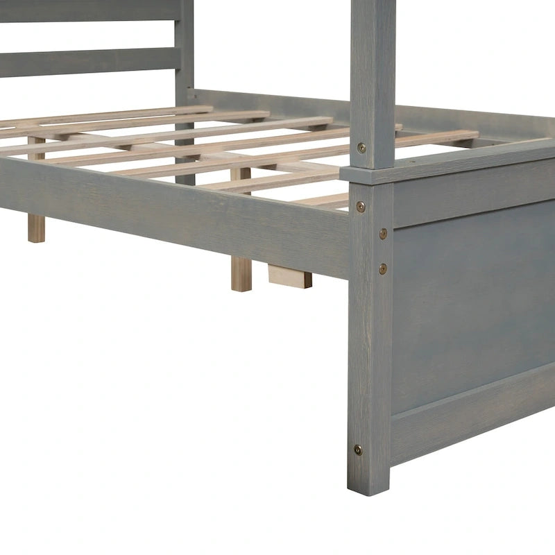 Full Size Wood Canopy Bed with two Drawers