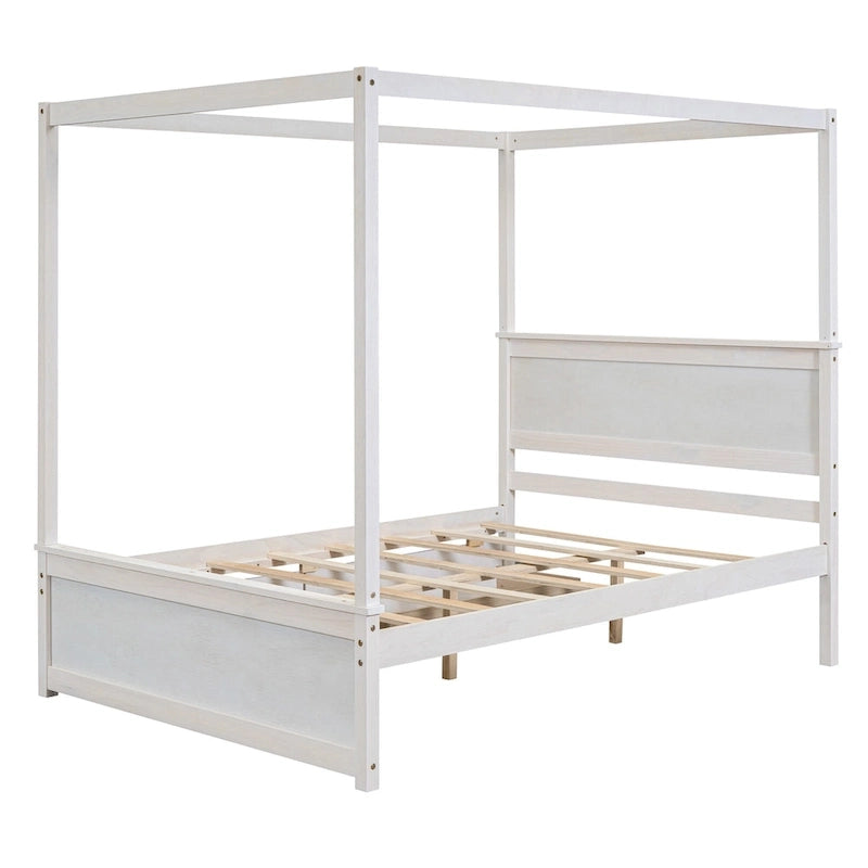 Full Size Wood Canopy Bed with two Drawers