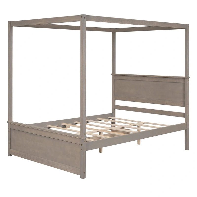 Full Size Wood Canopy Bed with two Drawers