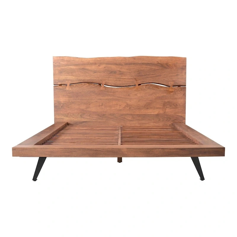Aurelle Home Marlene Brown Rustic Acacia Wood Platform Bed