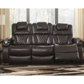 Warnerton Chocolate Brown Faux Leather Power Reclining Sofa - 84 W x 38 D x 44 H