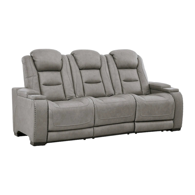 Signature Design by Ashley Man-Den Leather Power Adjustable Dual Reclining Sofa - 85 W x 40 D x 43 H