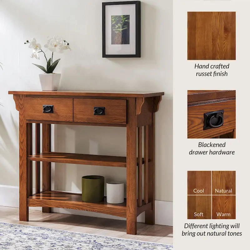 Leick Home Mission Bookcase Console Table with Drawers