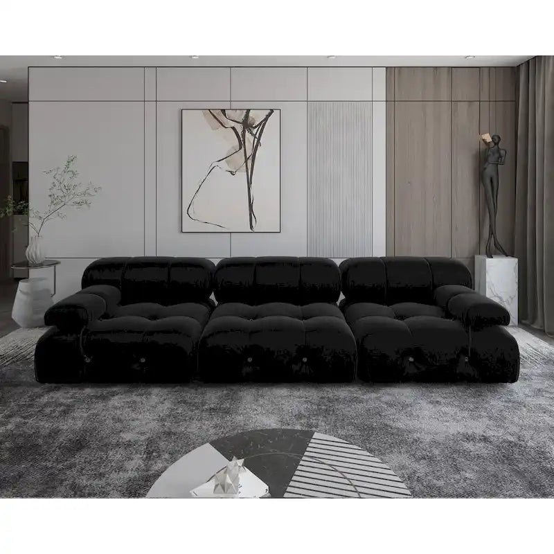 Velvet 3-seater Reversible Modular Sofa