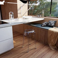 LeisureMod 18 in. High Backless Acrylic Counter Stool with Round Seat and Foot Rest - 18.1