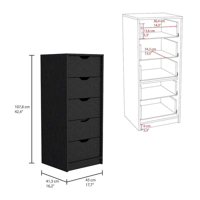 5 Drawers Tall Dresser with Pull Out System