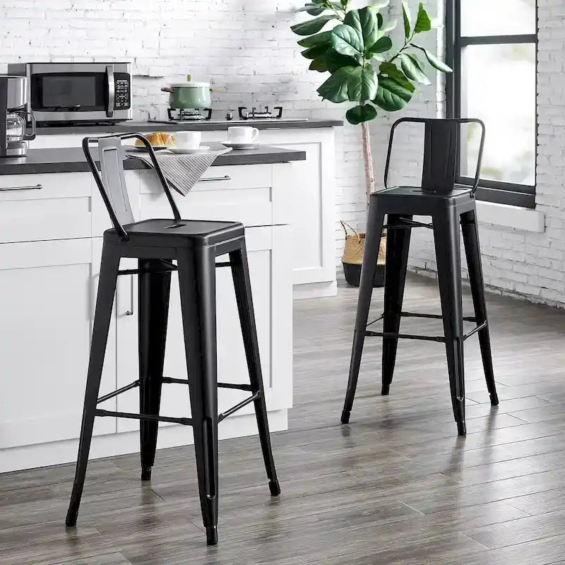 AC Pacific 30 Inch Metal Barstool Set of 2