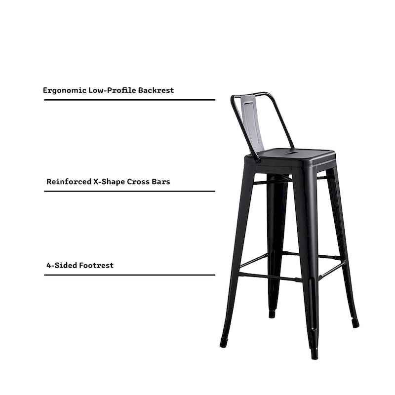 AC Pacific 30 Inch Metal Barstool Set of 2