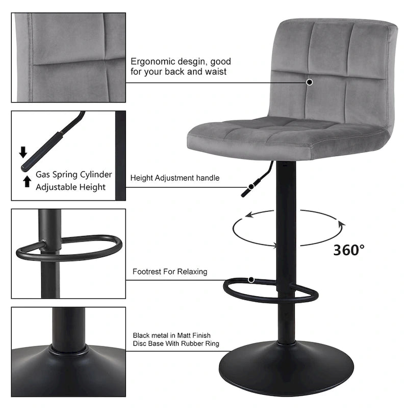 Swivel Adjustable Height with Armless Bar Stools