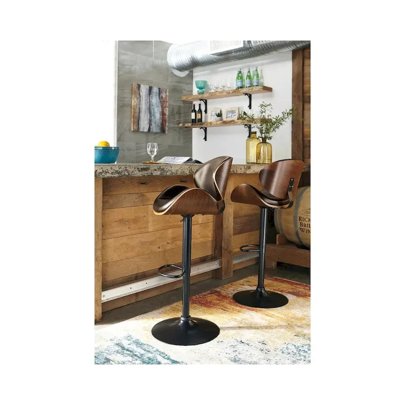 Signature Design by Ashley Harley Modern Adjustable Brown and Black Bar Stool