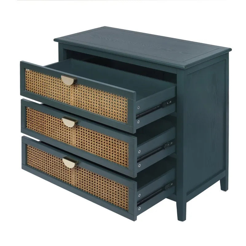 Natural Rattan Storage Cabinet 3 Drawer Chest