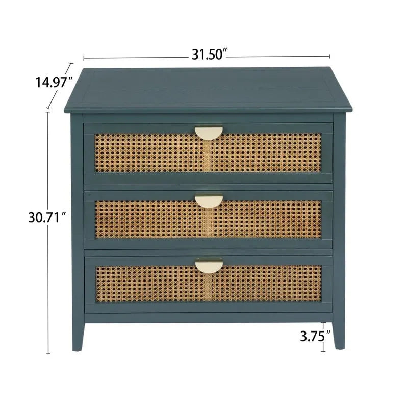 Natural Rattan Storage Cabinet 3 Drawer Chest