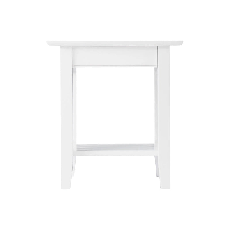 Mission End Table with Charging Station in White