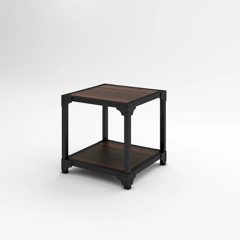 Davee Wood and Metal Square End Table with Shelf - 20x20x20