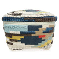 Home&Manor Wool Cotton Carly Cube Pouf