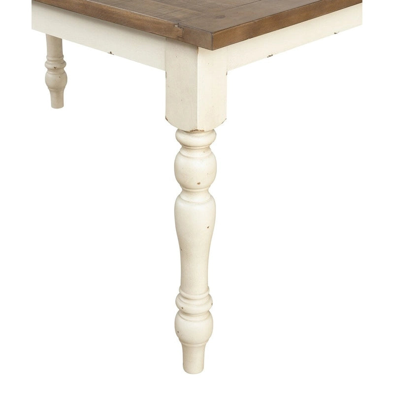 Roundhill Furniture Prato 5-piece Dining Table Set With Cross Back Chairs, Antique White and Distressed Oak
