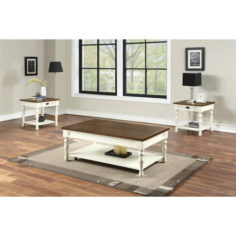 Steve Silver Jillian Ivory and Mocha Wood 3-piece Occasional set