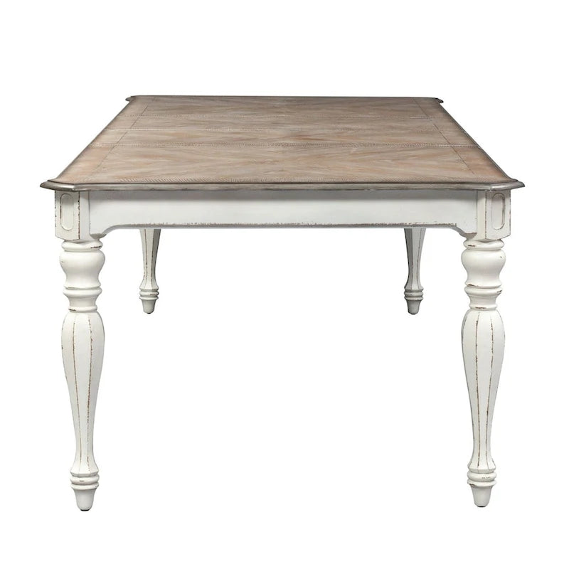 Magnolia Manor Antique White Weathered Bark Rectangular Leg Table - Antique White