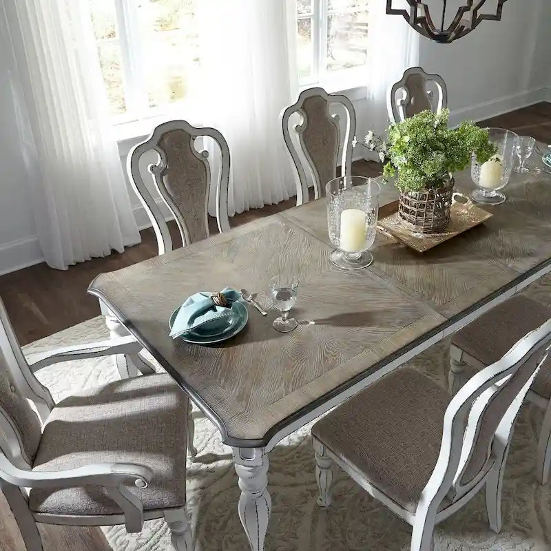 Magnolia Manor Antique White Weathered Bark Rectangular Leg Table - Antique White