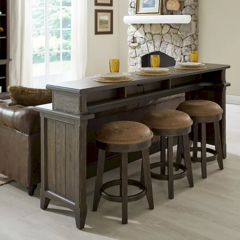 Paradise Valley Saddle Brown 4 Piece Console Table Set