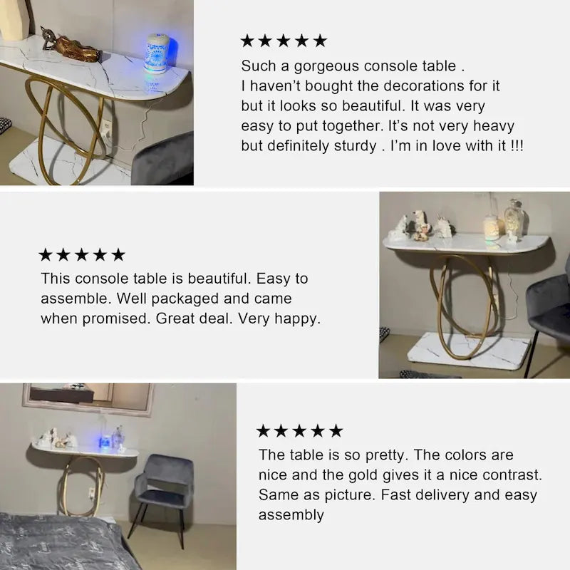 Myhozm 43.3 inches Console Table with Geometric Base, Modern Sofa Table for Entryway, Living Room