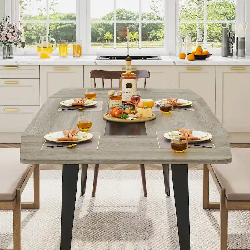 70.86 Inches Industrial Dining Table for 6-8 People