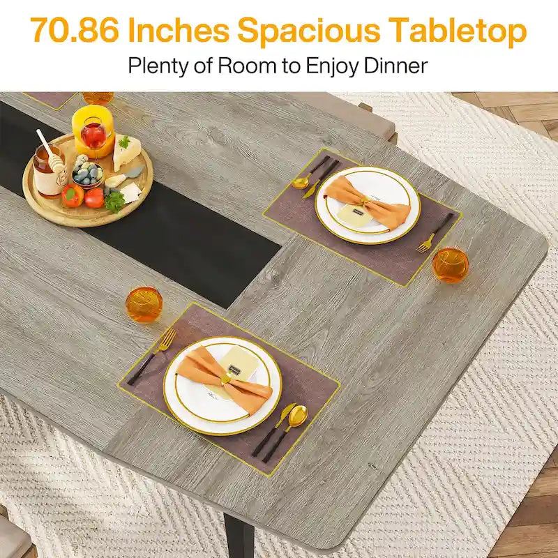 70.86 Inches Industrial Dining Table for 6-8 People