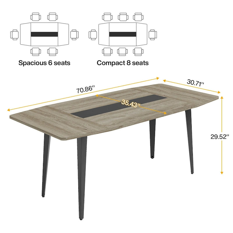 70.86 Inches Industrial Dining Table for 6-8 People