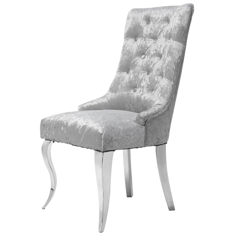 Ice Velvet Button Tufted Dining Chair High Wingback