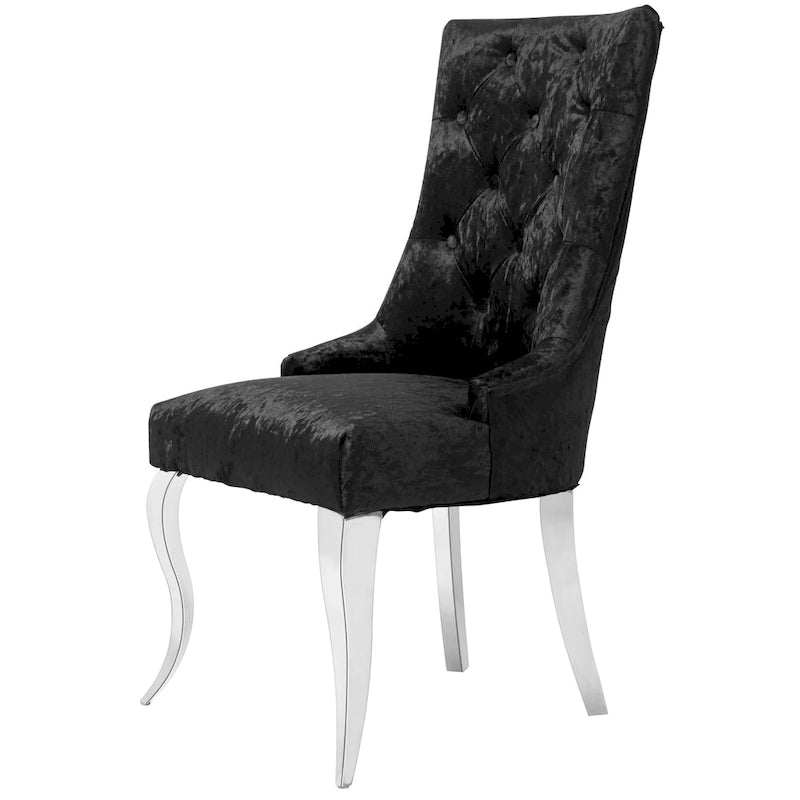 Ice Velvet Button Tufted Dining Chair High Wingback