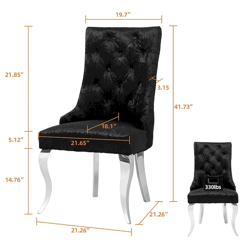 Ice Velvet Button Tufted Dining Chair High Wingback